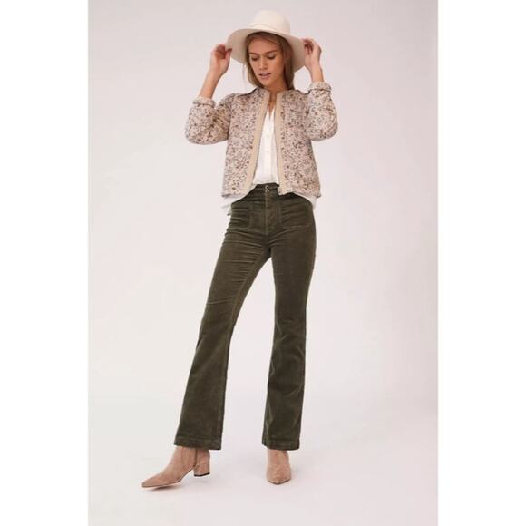 Anthropologie Pilcro High-Rise Bootcut Corduroy Pants Trousers Green Womens 27 - Picture 1 of 9